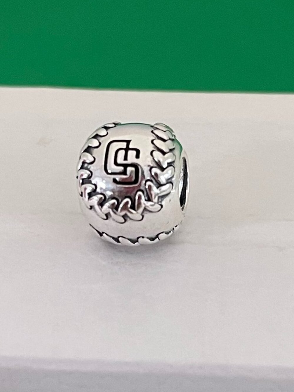 Pandora San Diego Padres Enameled Baseball Charm Sterling Silver
